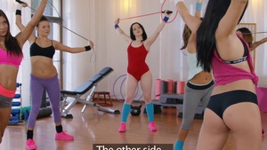 Hairy pornstar Vanessa Decker orgasm yoga in the gym HD